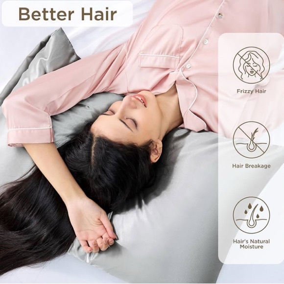 Satin White Silk-Satin Like Pillowcase for Skin and Hair, 2 Pack New Great Gift! - Picture 4 of 6